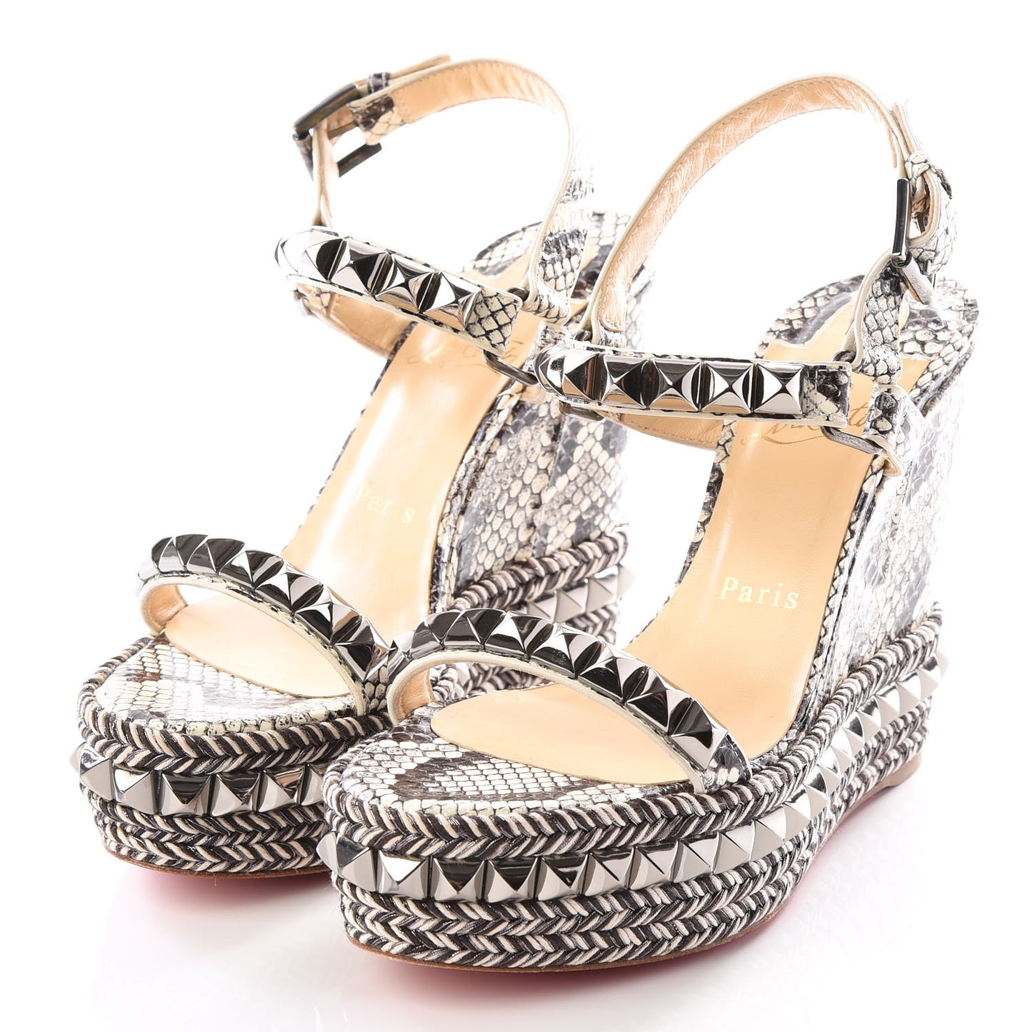 Watersnake Print Cataclou 120 Wedge Sandals 36 Roccia Gun Metal