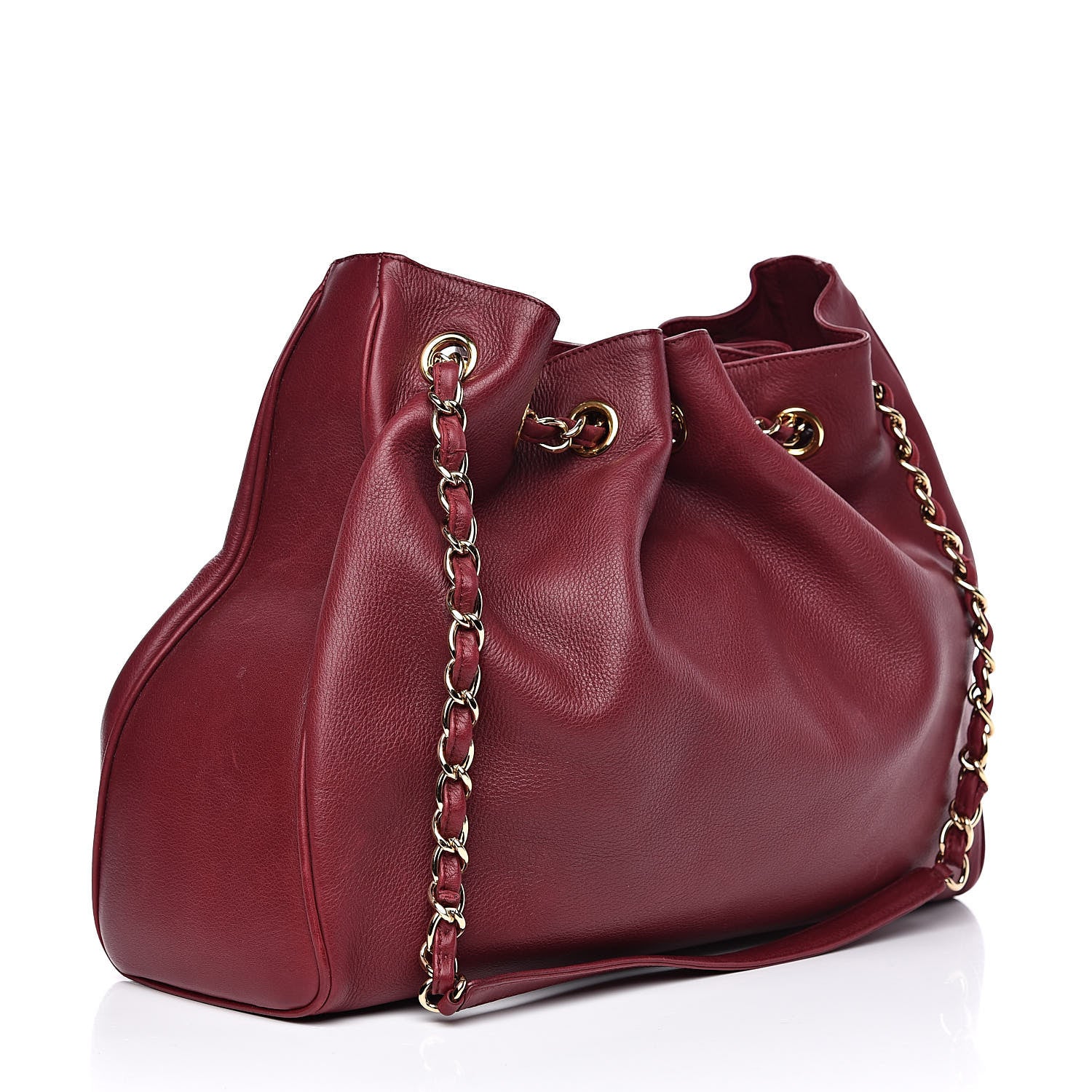 Chanel Deerskin Drawstring Shoulder Bag Red 3 of 12