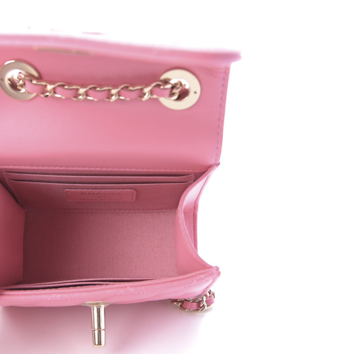 Lambskin Quilted Mini Trendy CC Clutch With Chain Pink