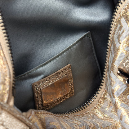 Fendi Metallic Jacquard Zucchino Mini Forever Boston Gold Silver 6 of 11