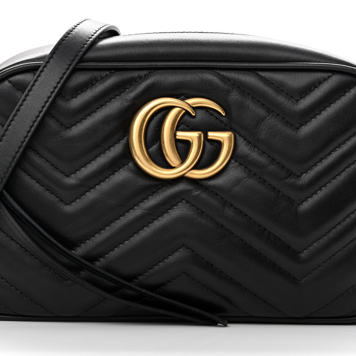 Calfskin Matelasse Small GG Marmont Chain Shoulder Bag Black