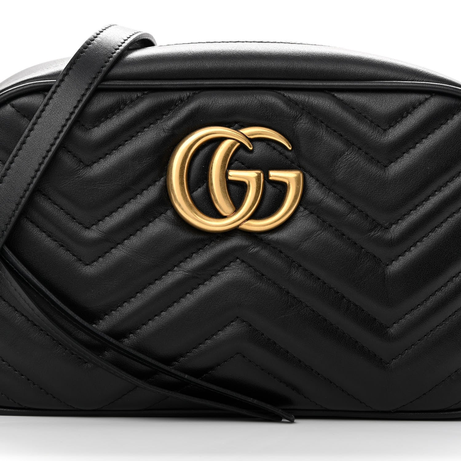 Gucci Calfskin Matelasse Small GG Marmont Chain Shoulder Bag Black 8 of 12