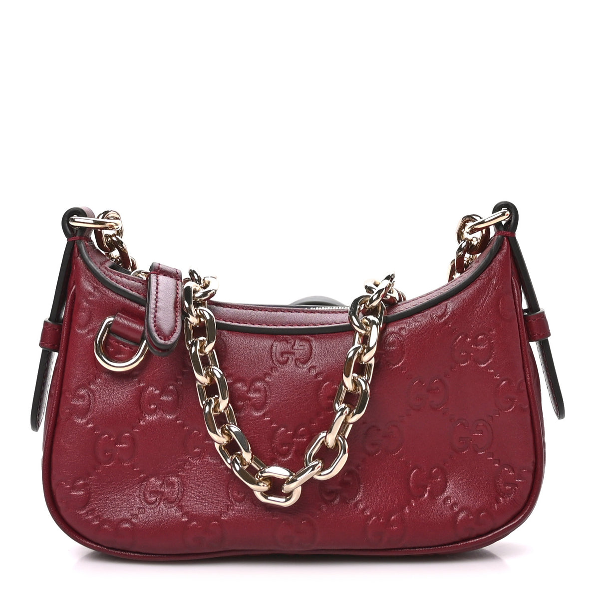 Gucci GG Calfskin Embossed Emblem Mini Shoulder Bag Rosso Ancora 1 of 10