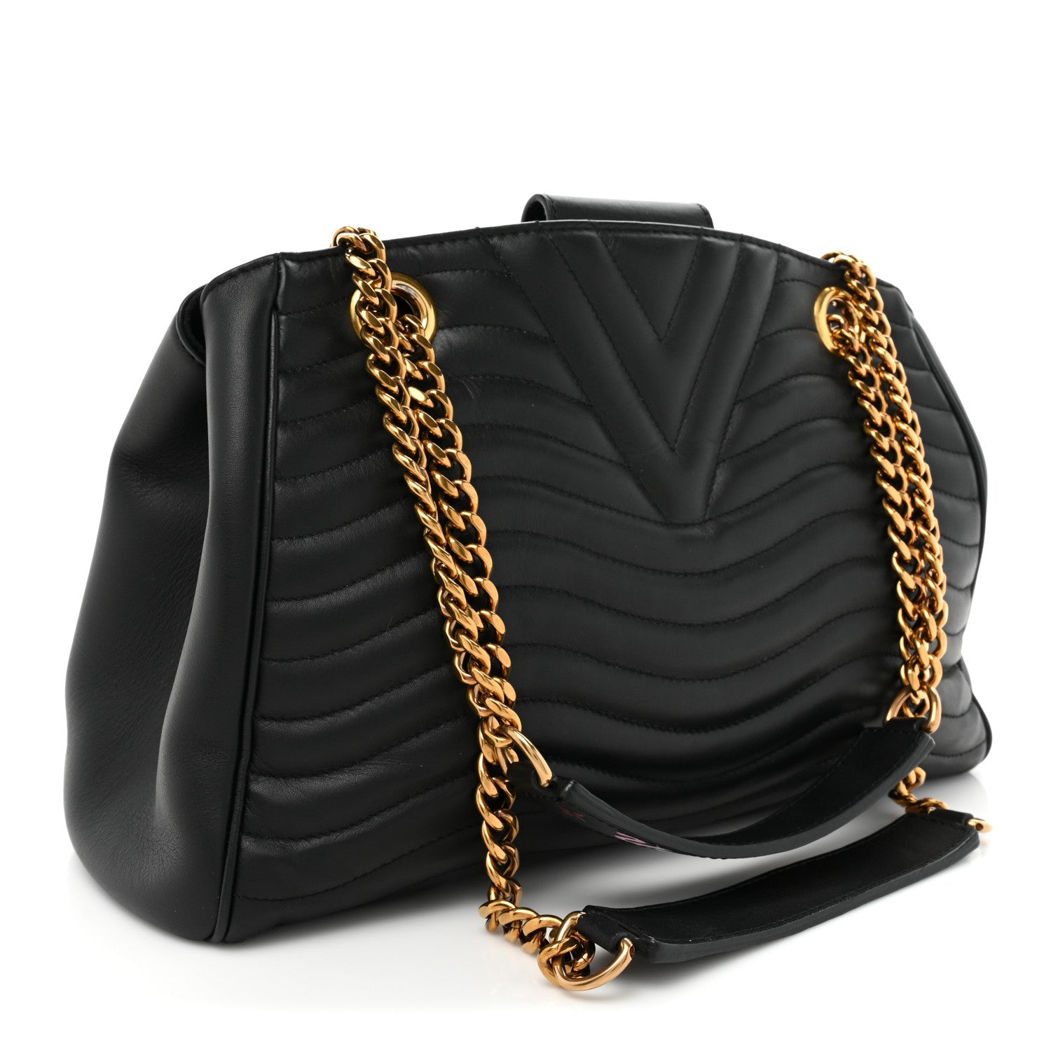Louis Vuitton Calfskin New Wave Chain Tote Black 3 of 13