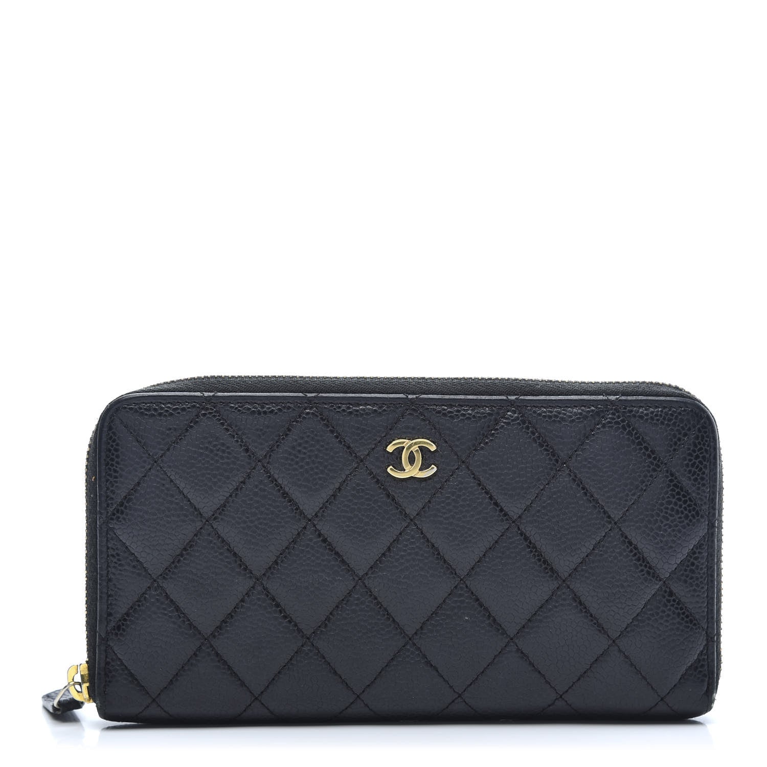 Chanel Caviar Quilted Large Gusset Zip Around Wallet Black 1 of 10