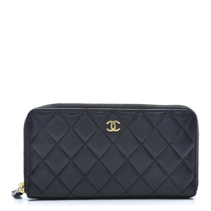 Chanel Caviar Quilted Large Gusset Zip Around Wallet Black 1 of 10