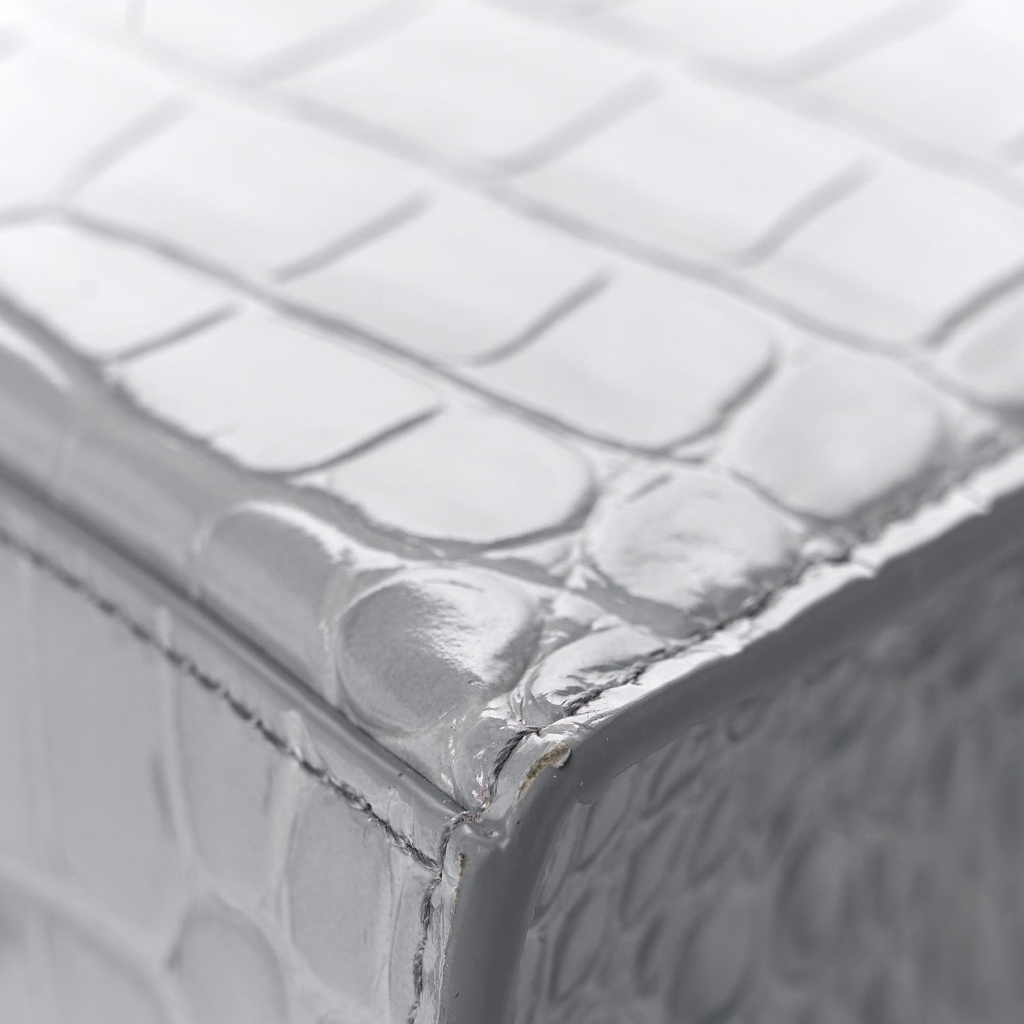 Shiny Calfskin Crocodile Embossed Hourglass Chain Bag Balenciaga Grey