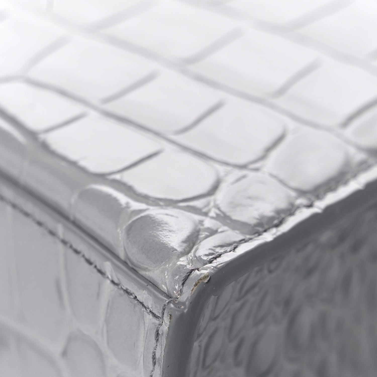 Balenciaga Shiny Calfskin Crocodile Embossed Hourglass Chain Bag Balenciaga Grey 10 of 10