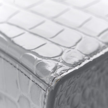 Balenciaga Shiny Calfskin Crocodile Embossed Hourglass Chain Bag Balenciaga Grey 10 of 10