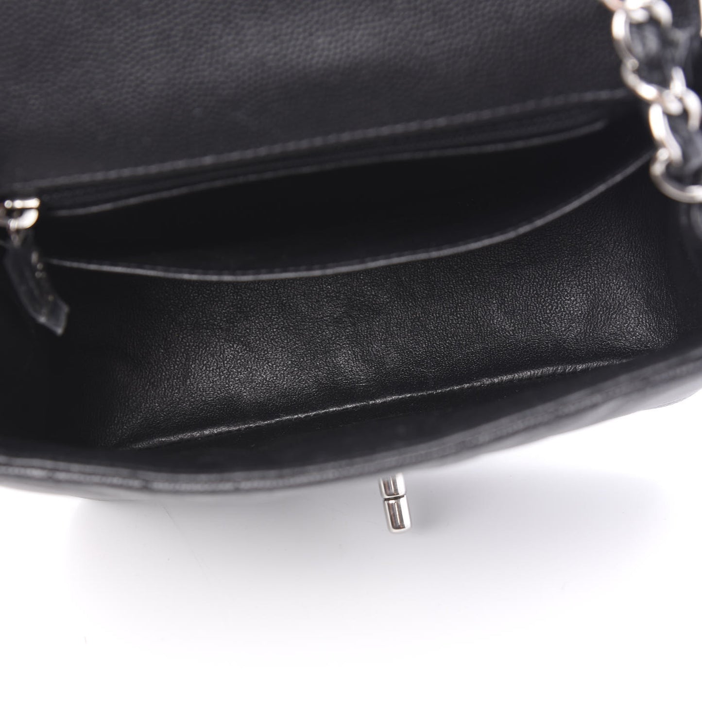 Caviar Chevron Quilted Mini Square Flap Black