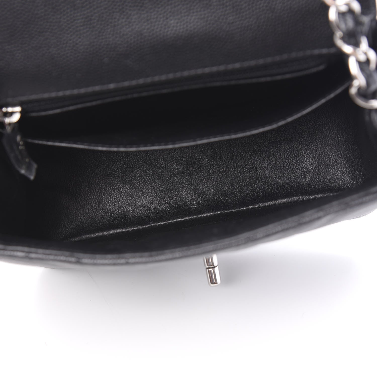 Chanel Caviar Chevron Quilted Mini Square Flap Black 4 of 9