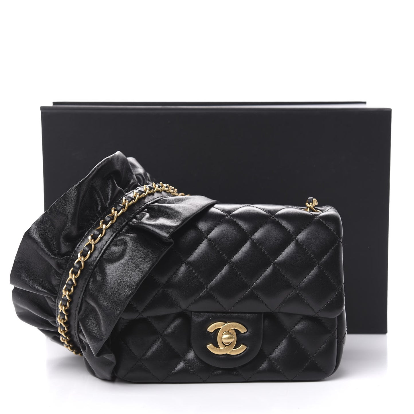 Lambskin Quilted Mini Romance Square Flap Black