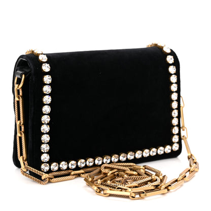 Gucci Velvet Crystal Mini Bee Broadway Shoulder Bag Black 3 of 10