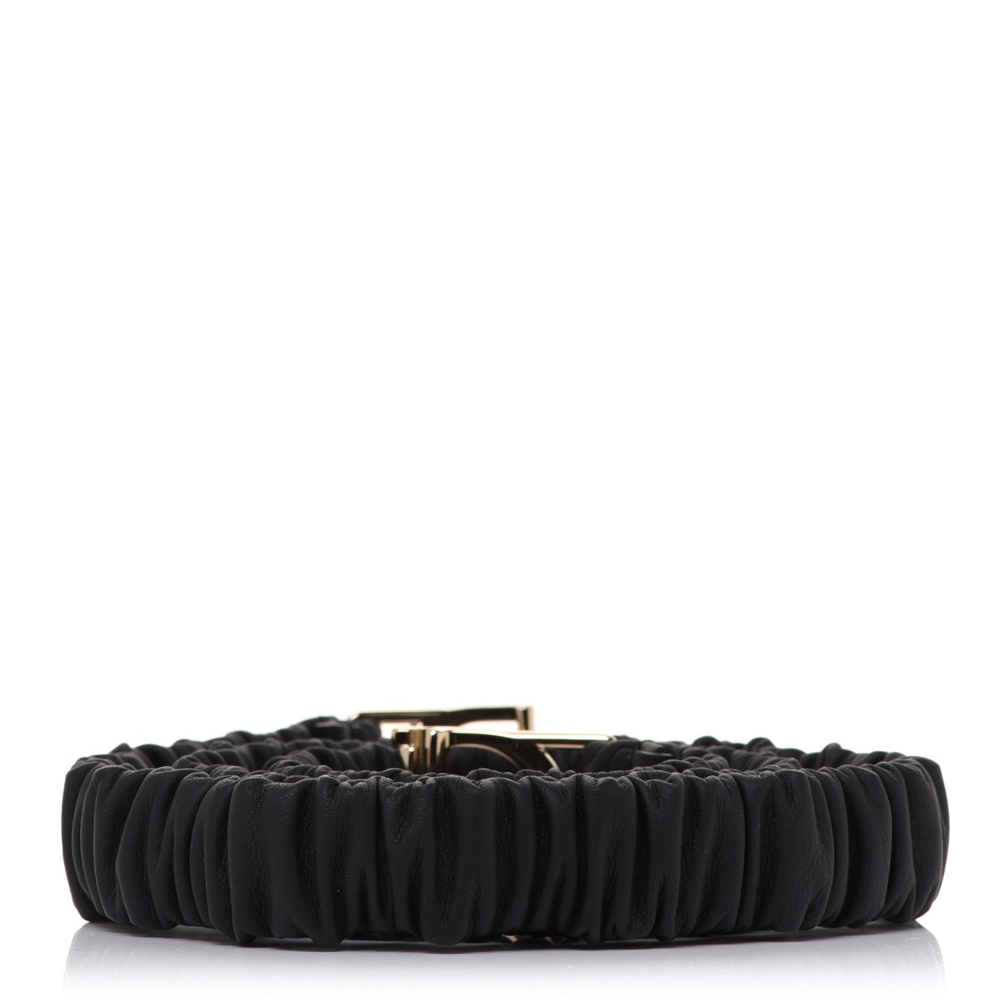Pleated Lambskin 20mm 30 Montaigne Stretch Belt M Black