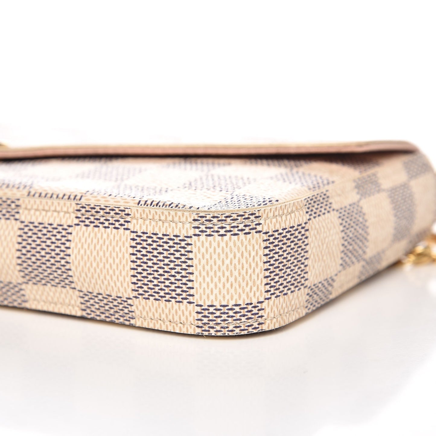 Damier Azur Pochette Felicie Chain Wallet Rose Ballerine
