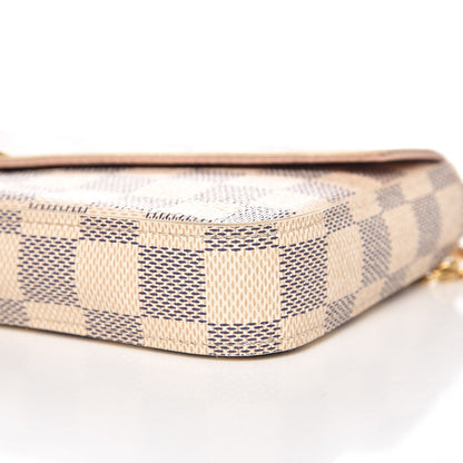 Louis Vuitton Damier Azur Pochette Felicie Chain Wallet Rose Ballerine 11 of 12