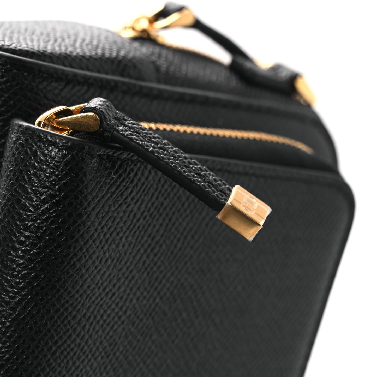Grained Calfskin Caro Double Pouch Black