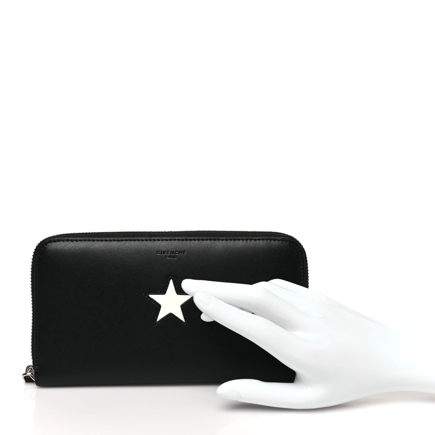 Givenchy Calfskin Star Pandora Zip Around Wallet Black 2 of 7