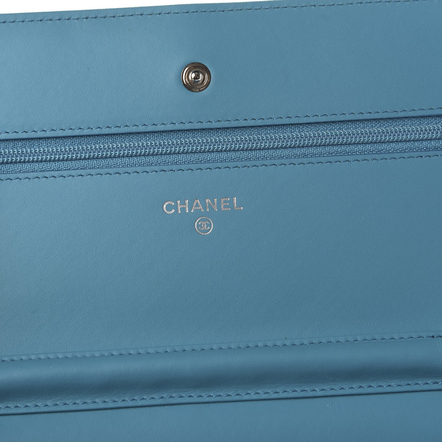 Chanel Patent Quilted Wallet On Chain WOC Blue 8 of 13