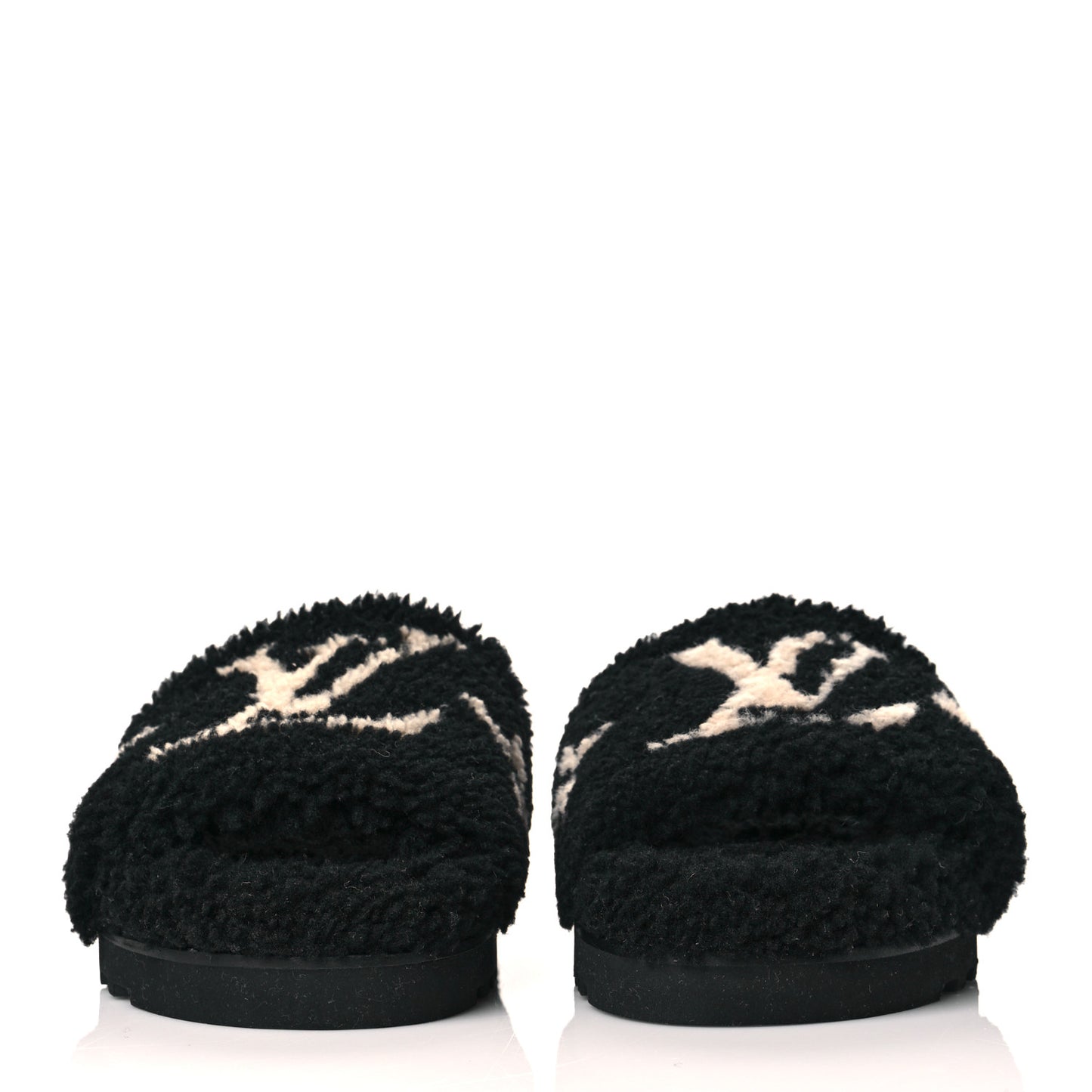 Shearling Monogram Giant Paseo Flat Comfort Mule 38 Black