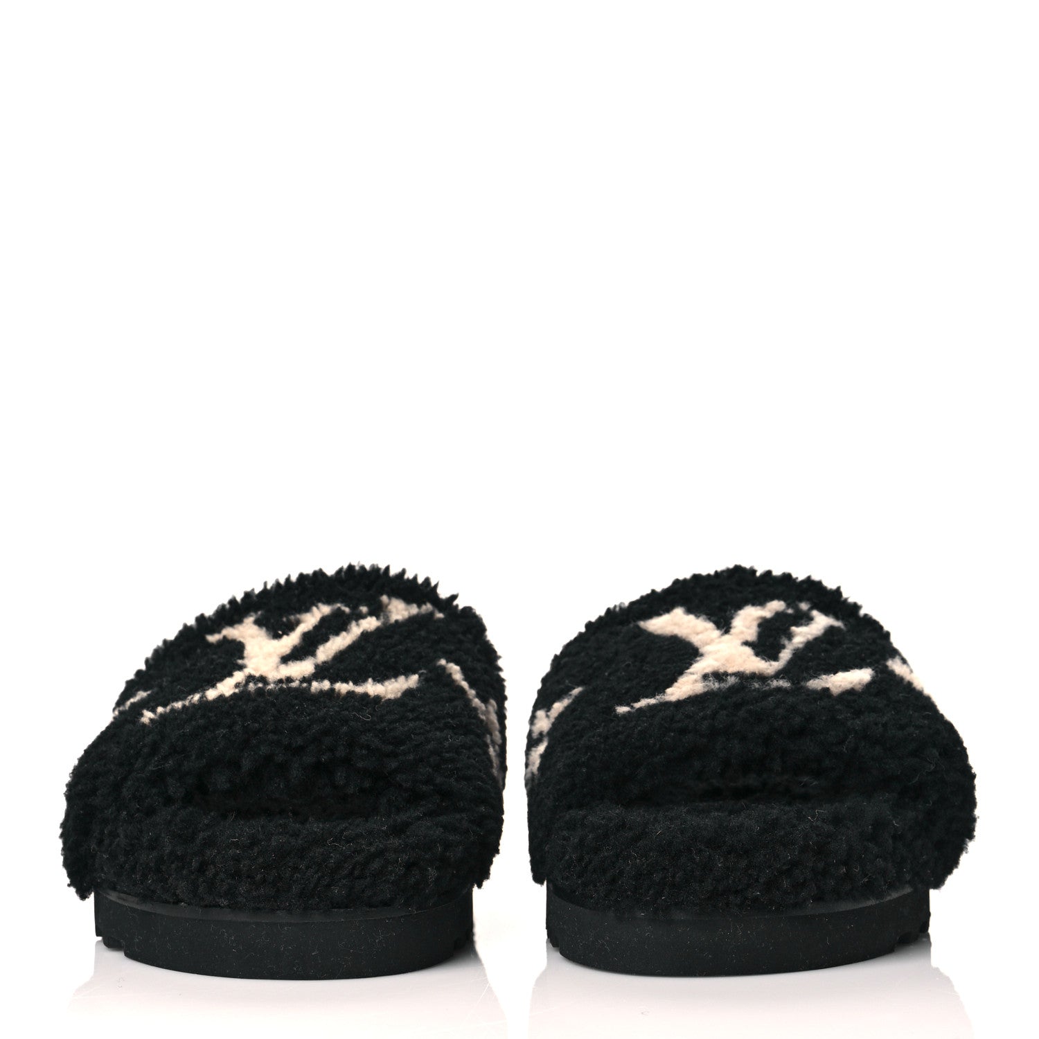 Louis Vuitton Shearling Monogram Giant Paseo Flat Comfort Mule 38 Black 2 of 8