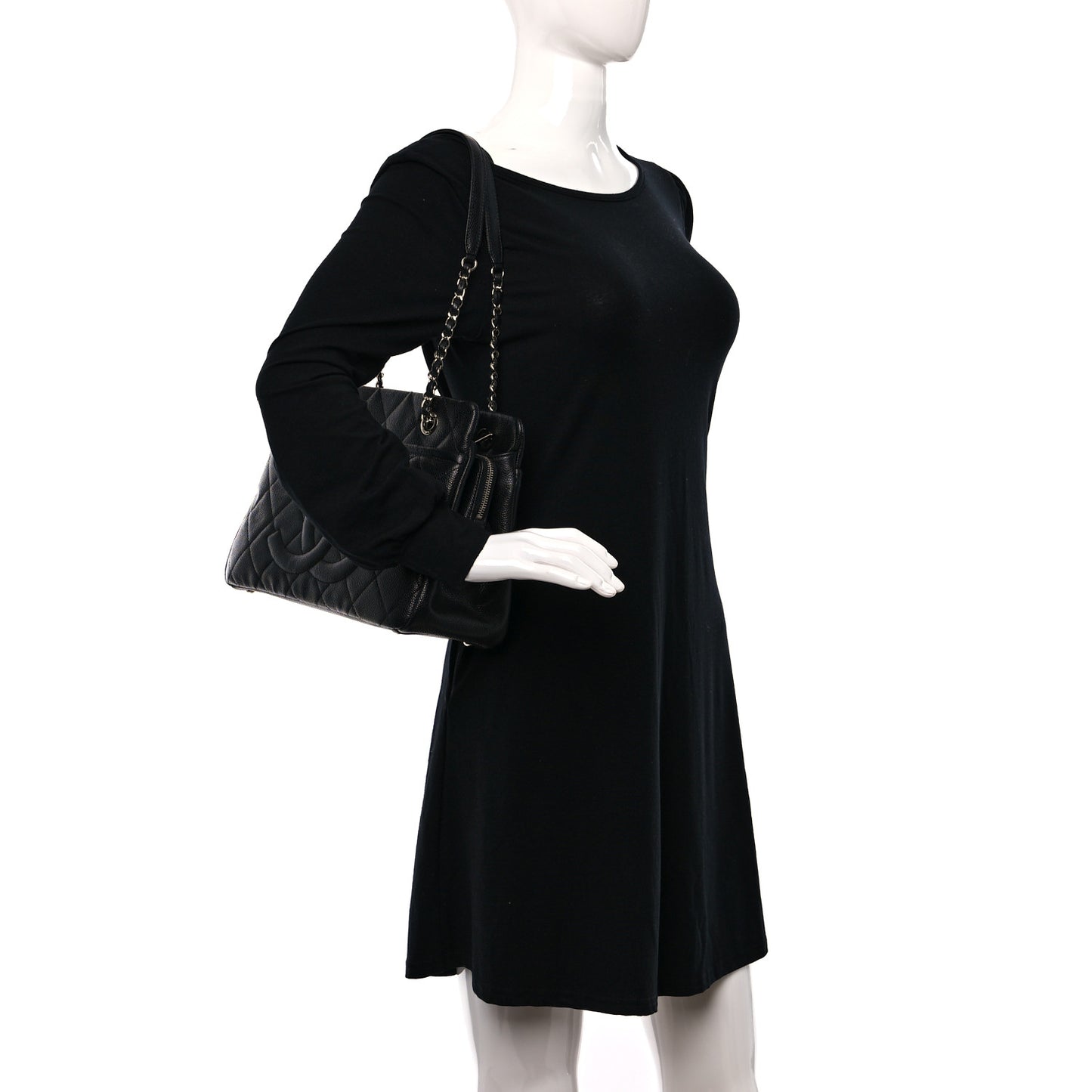 Caviar Quilted Timeless CC Soft Tote Black