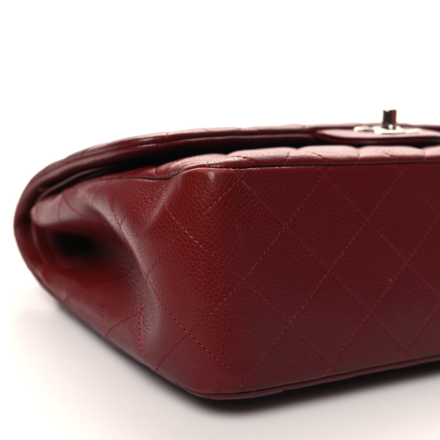 Caviar Quilted Jumbo Double Flap Dark Red