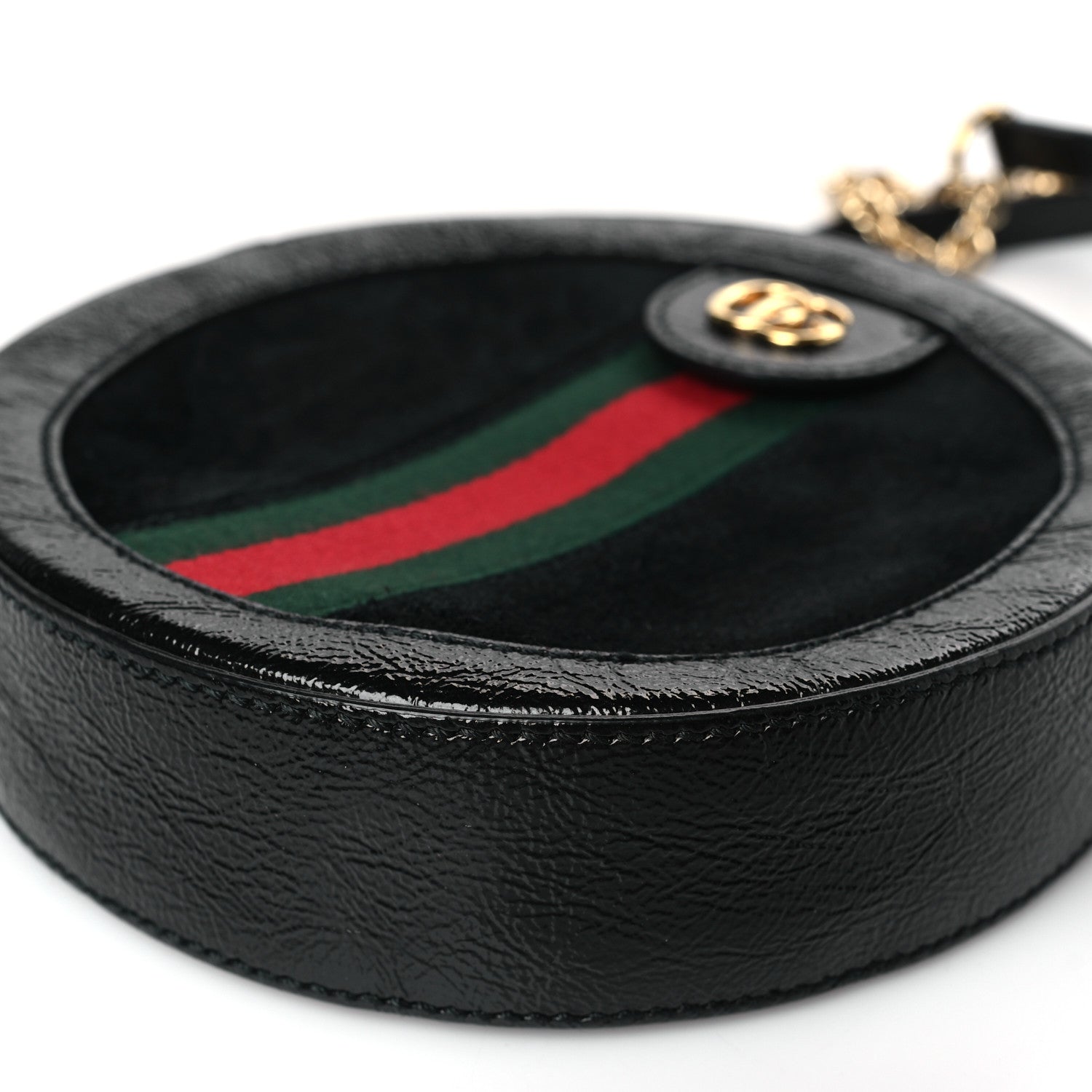 Gucci Suede Patent Web Mini Ophidia Round Shoulder Bag Black 9 of 9