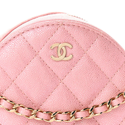 Chanel Iridescent Caviar Quilted Round Clutch With Chain Pink 19 of 19