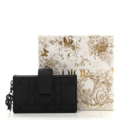 Christian Dior Ultra Matte Calfskin Cannage Lady Dior 5-Gusset Card Holder Black 7 of 7