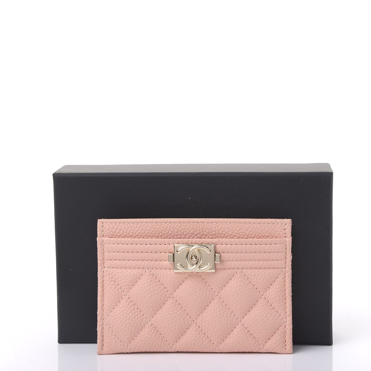 Caviar Quilted Boy Card Holder Light Pink
