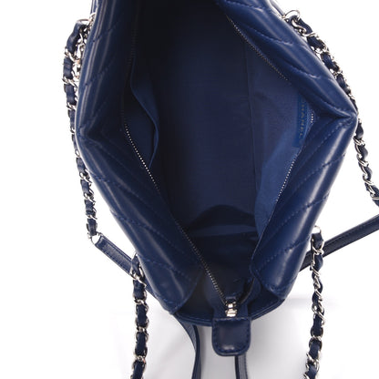 Chanel Lambskin Surpique Chevron Small Tote Dark Blue 5 of 8