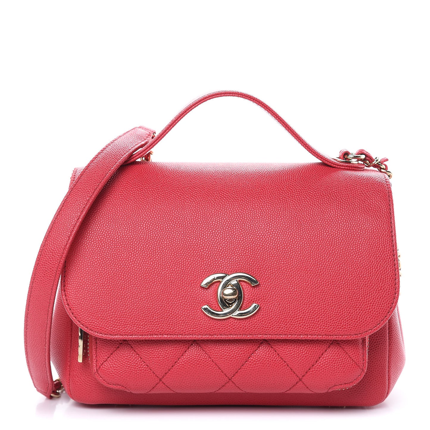 Caviar Quilted Small Business Affinity Flap Red