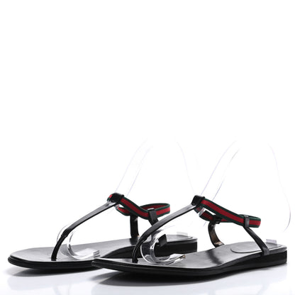 Gucci Nappa Web Wimbledon Thong Sandals 36.5 Black 3 of 9