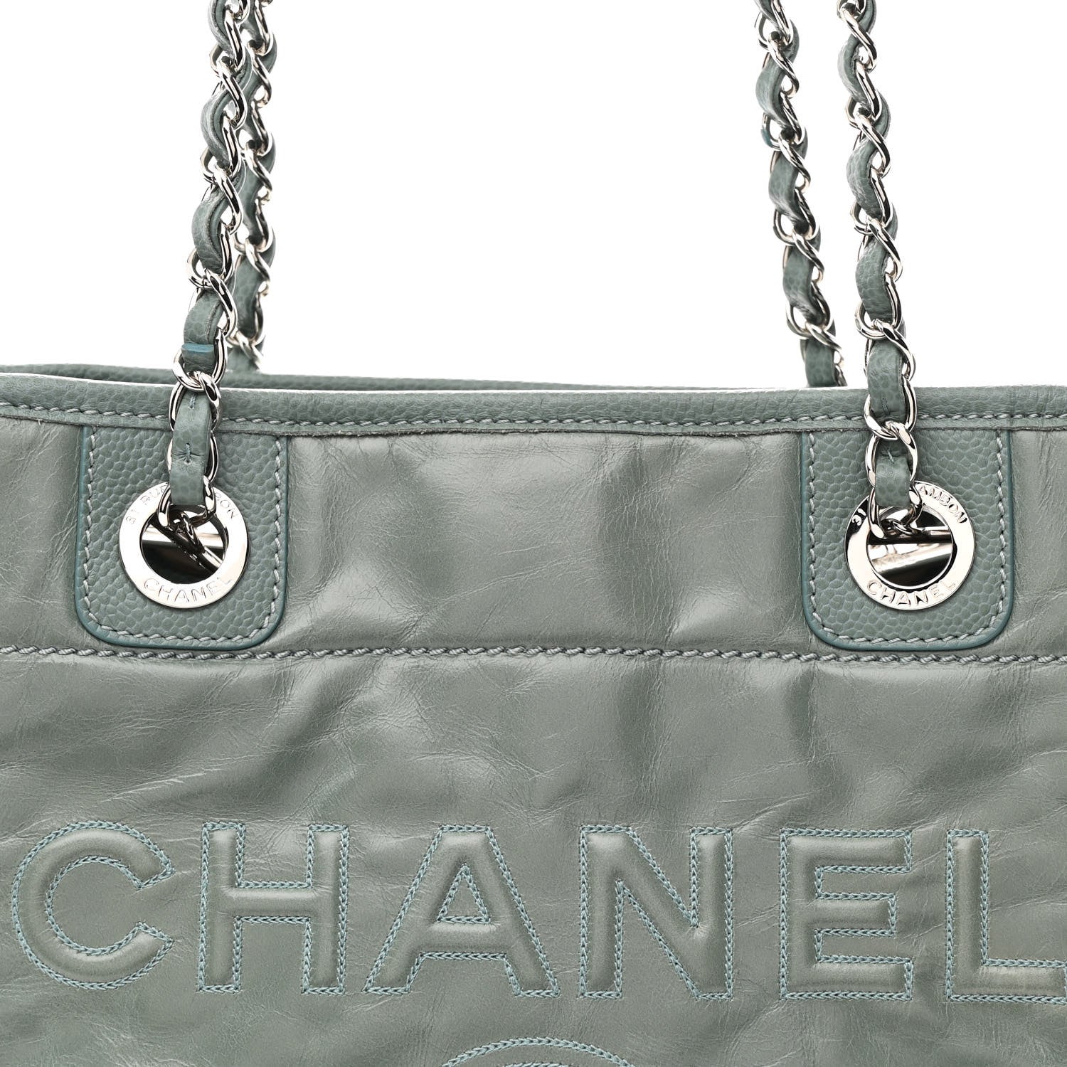 Chanel Glazed Calfskin Mini Deauville Tote Green 8 of 10