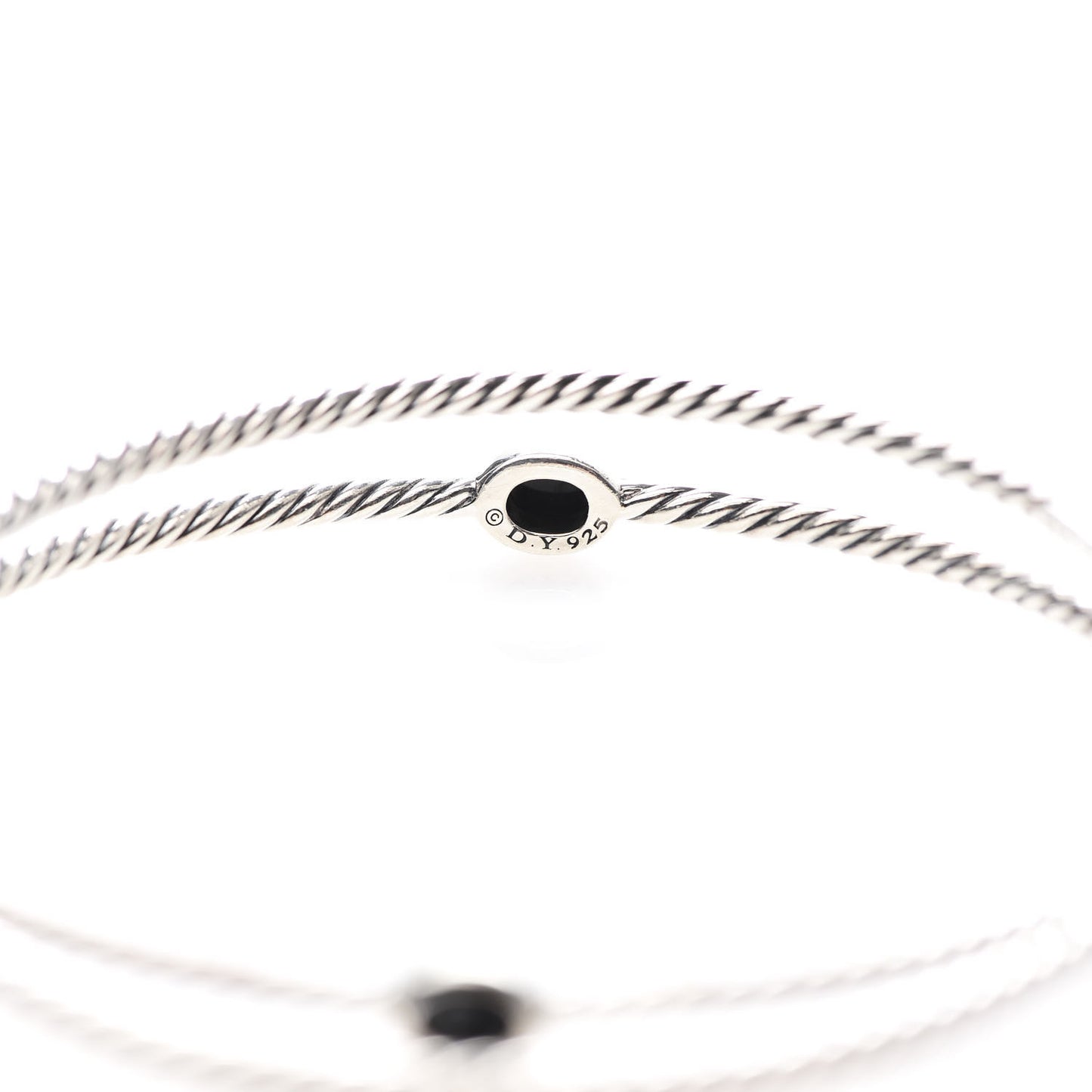 Sterling Silver Black Onyx Color Classics Bangle Bracelet Set of 2