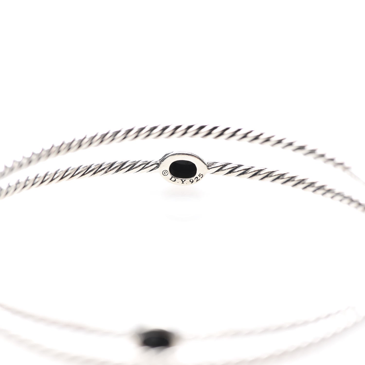 David Yurman Sterling Silver Black Onyx Color Classics Bangle Bracelet Set of 2 4 of 4