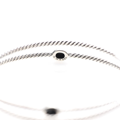 David Yurman Sterling Silver Black Onyx Color Classics Bangle Bracelet Set of 2 4 of 4