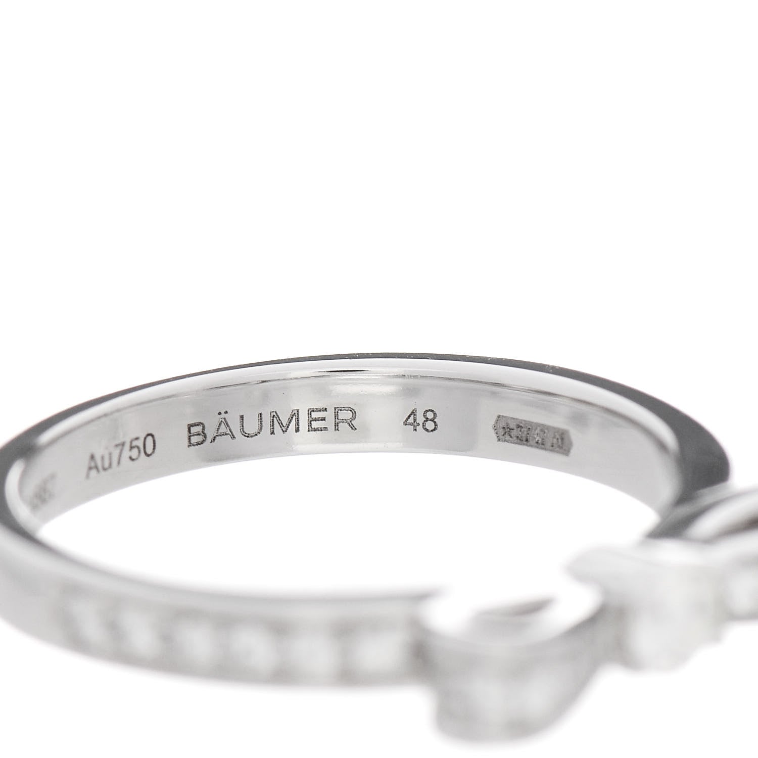 Chanel 18K White Gold Diamond Ruban Ring 48 4.5 6 of 6
