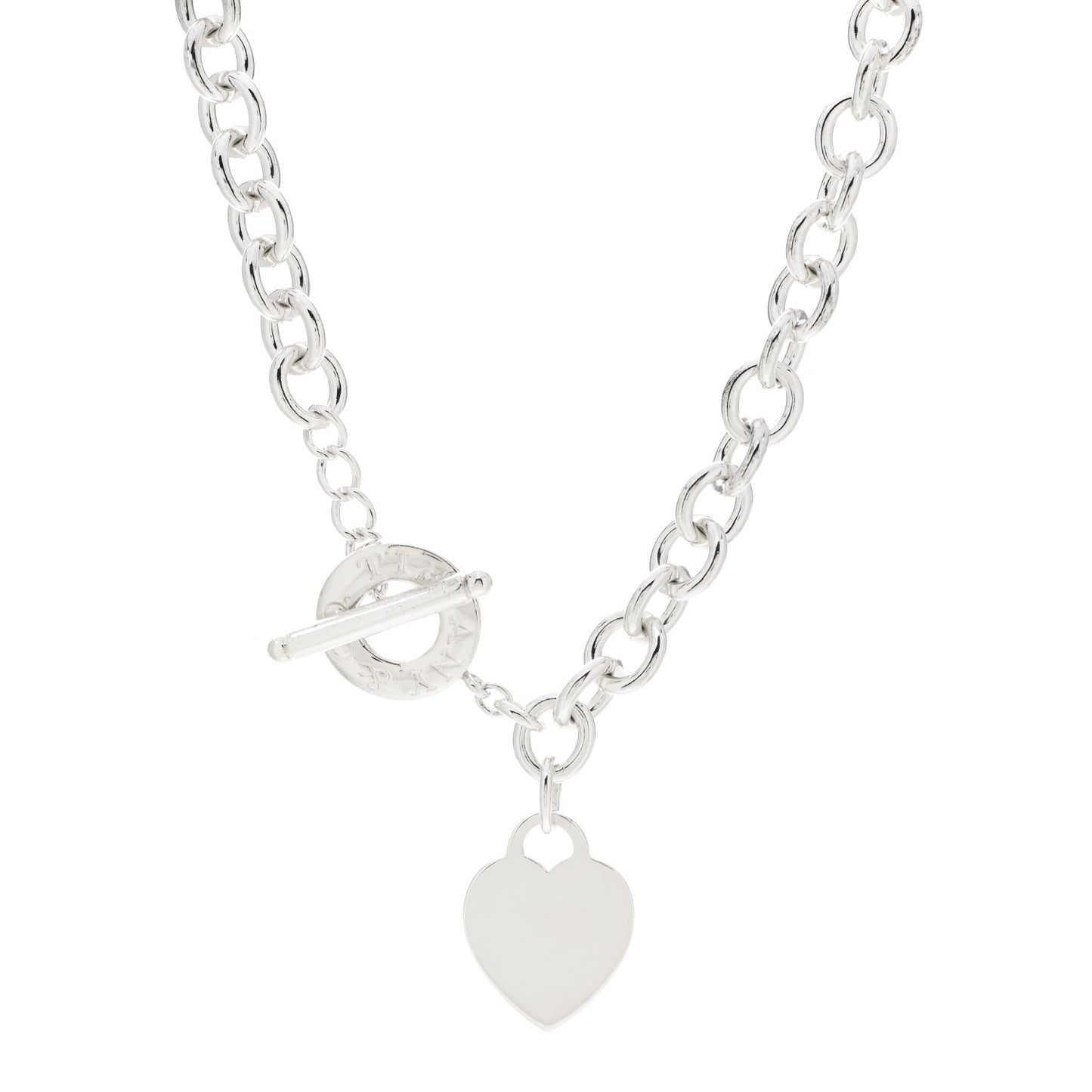 Sterling Silver Heart Tag Toggle Necklace