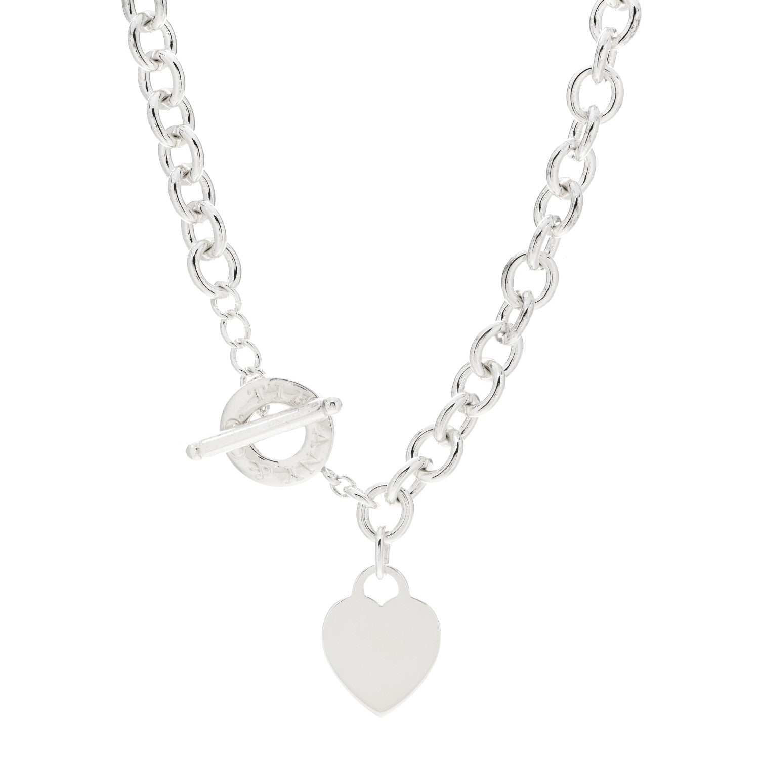 Tiffany Sterling Silver Heart Tag Toggle Necklace 1 of 4