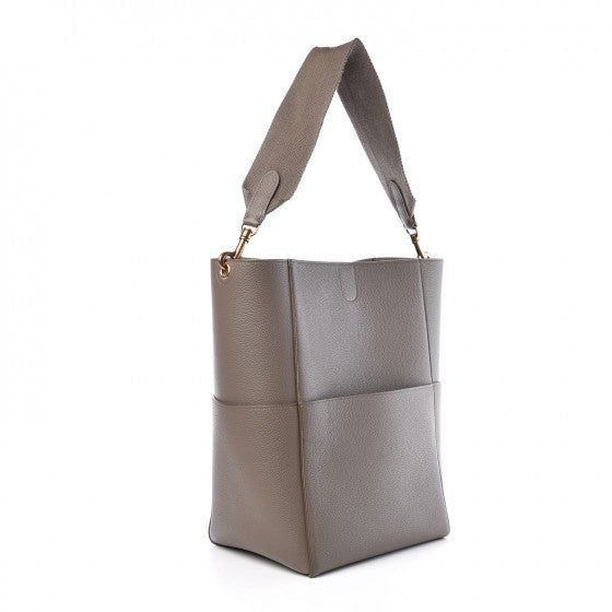Celine Soft Grained Calfskin Sangle Bucket Bag Taupe 3 of 8