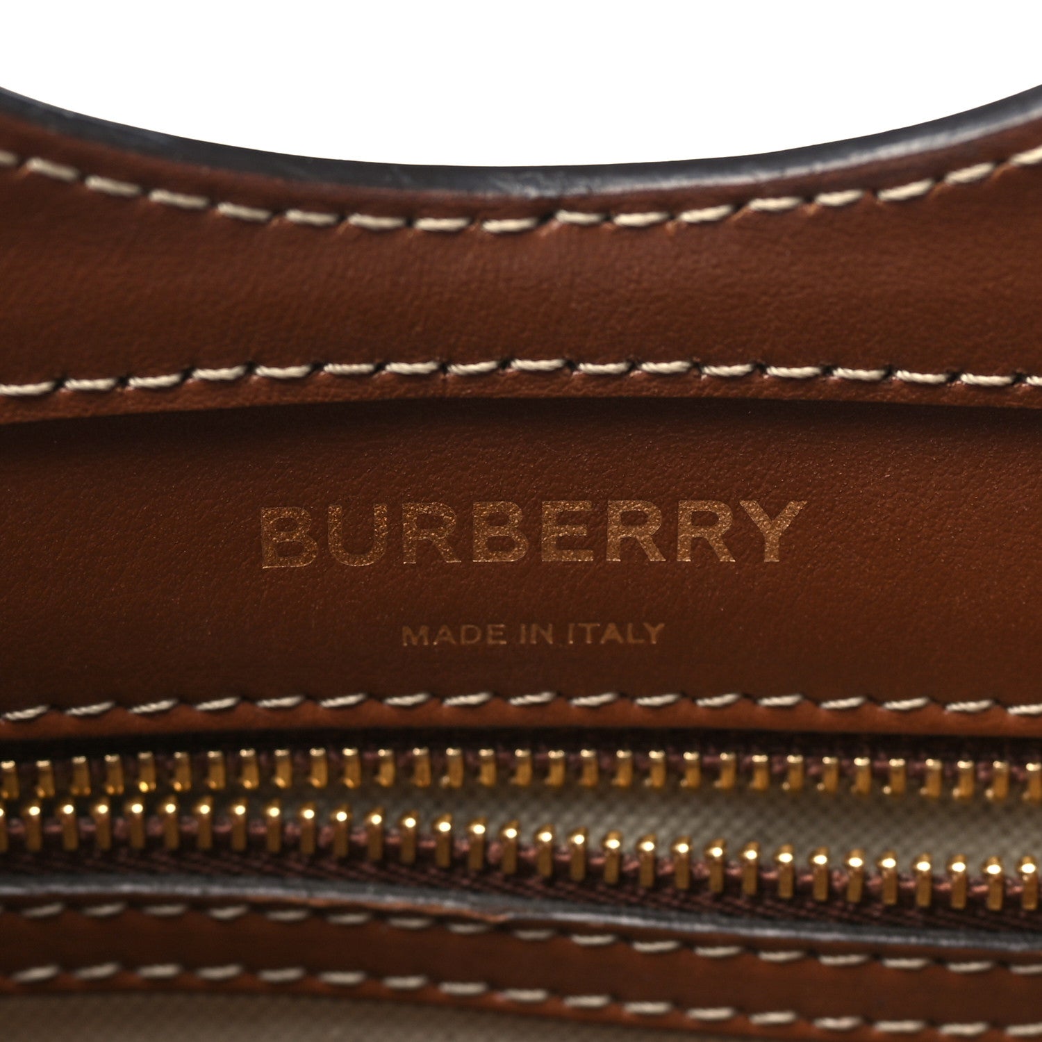 Burberry Canvas Smooth Calfskin Two Tone Mini Pocket Bag Natural Malt Brown 6 of 10