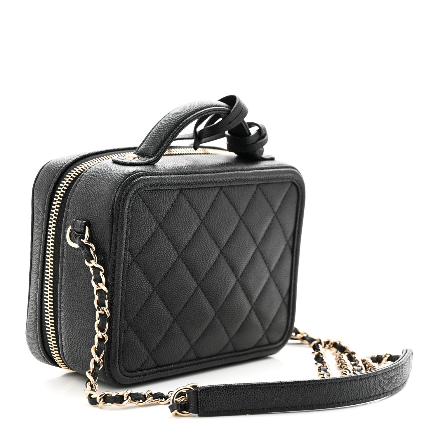 Chanel Caviar Quilted Small CC Filigree Vanity Case Black 3 of 12