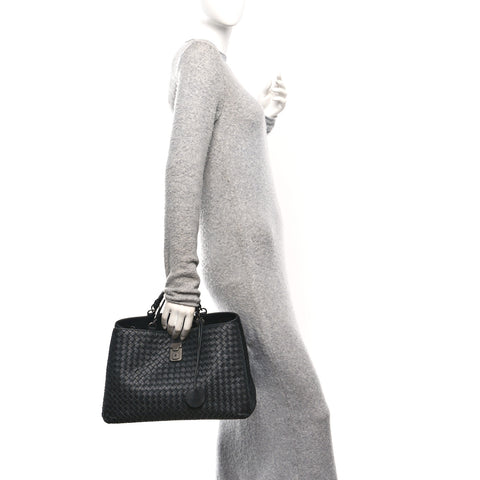Nappa Intrecciato Large Roma Tote Black
