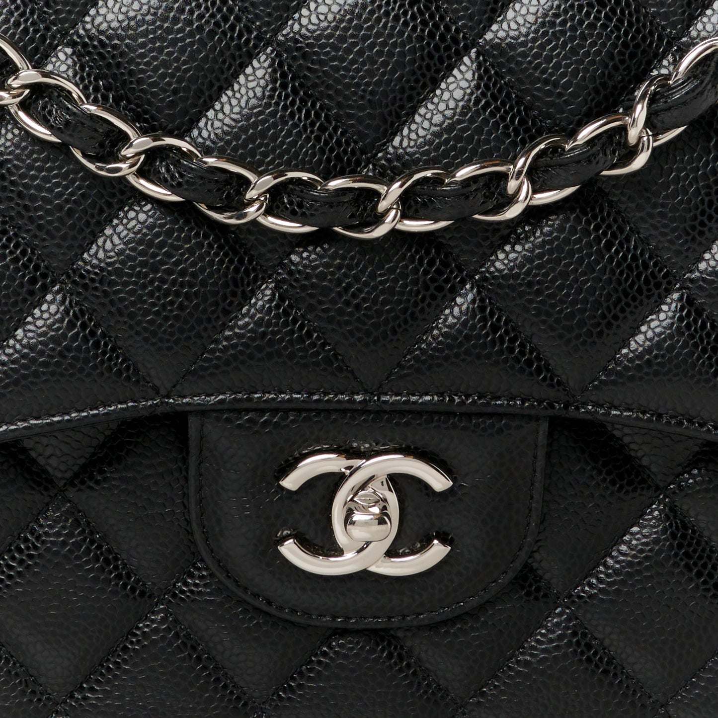 Caviar Quilted Jumbo Double Flap Black