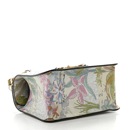 Gucci New Shangai Calfskin Tiger Savanah Mini Horsebit 1955 Foldover Top Handle Bag Chalky White Multicolor 4 of 11