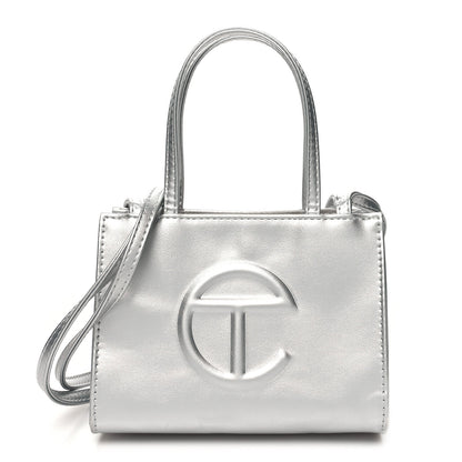 Telfar Metallic Vegan Leather Small Shopping Bag Silver 1 of 11