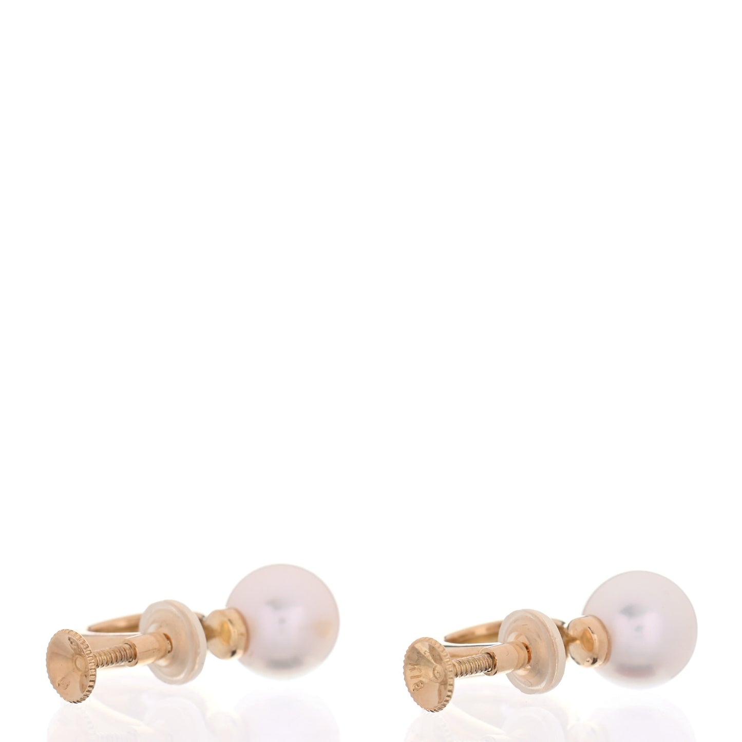 18K Yellow Gold Diamond Akoya Pearl 8mm Screw Back Earrings