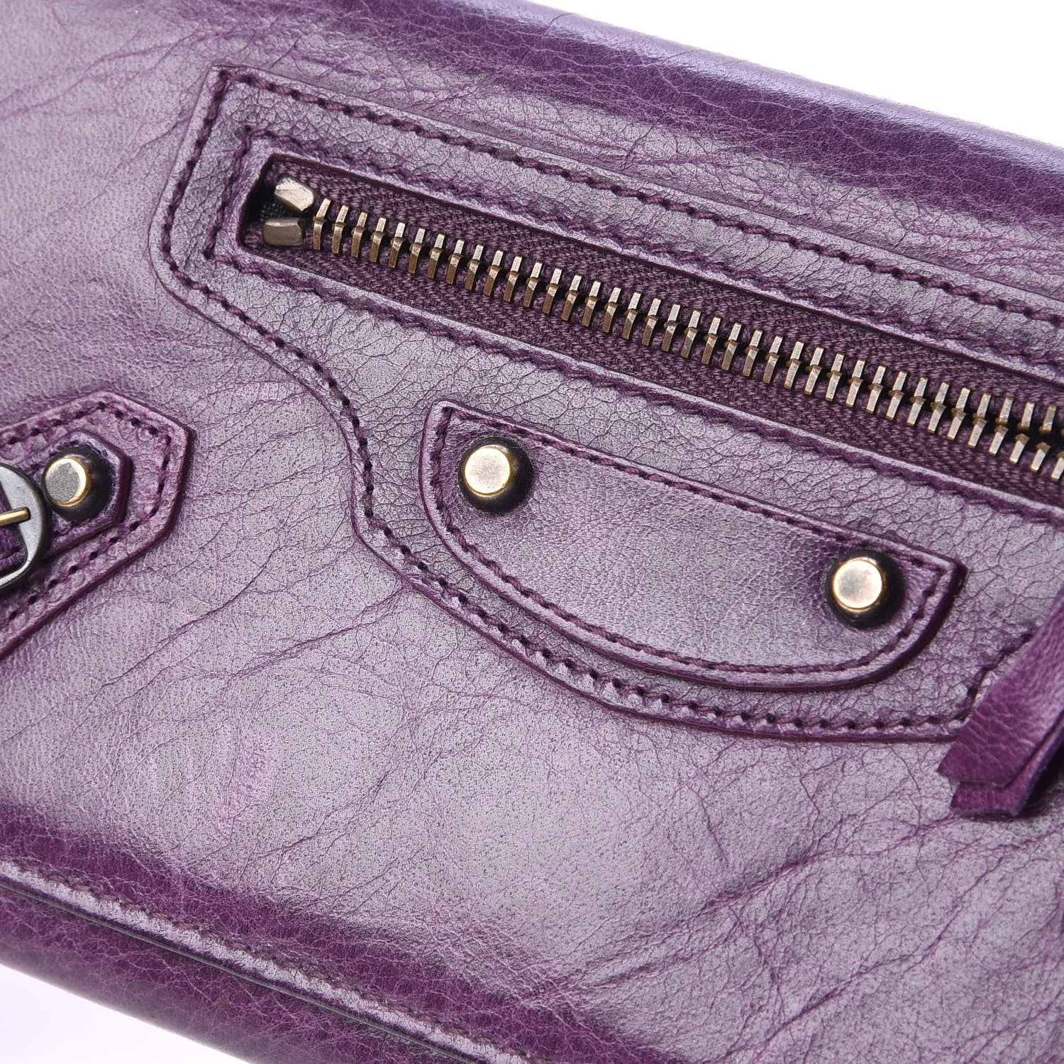 Balenciaga Agneau Classic Hardware Money Wallet Raisin 10 of 13